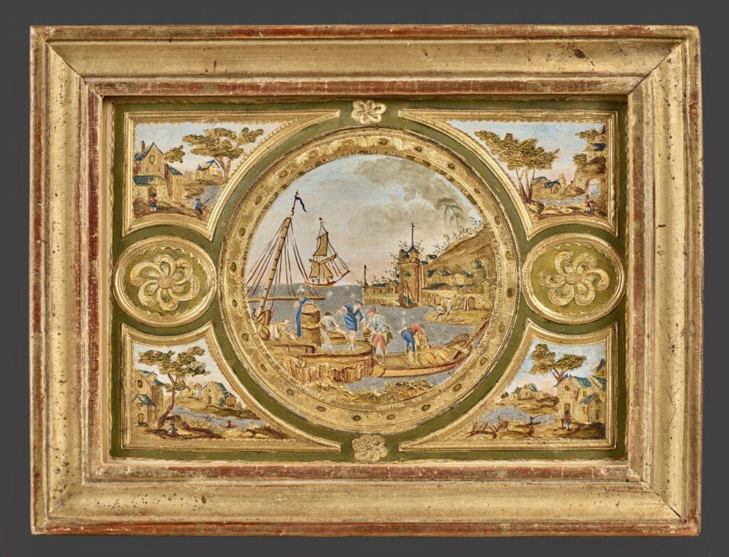 Pair of rectangular Compigné paintings representing the port of Marseille