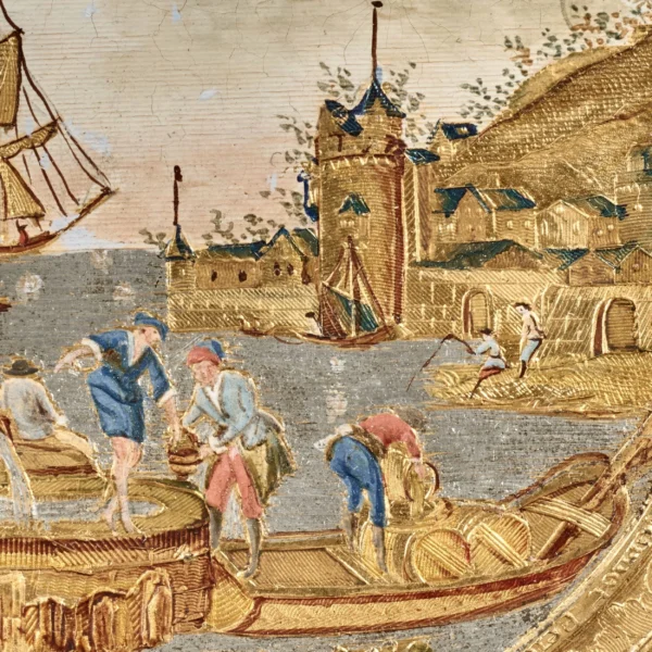 Pair of rectangular Compigné paintings representing the port of Marseille - Image 4