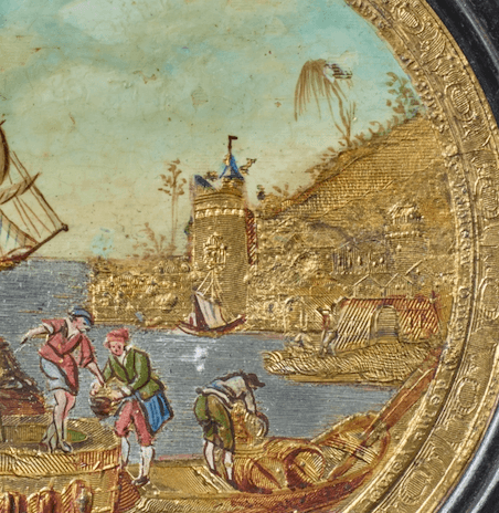 Painting in compigné view of the bustling harbor of Marseille - Image 2