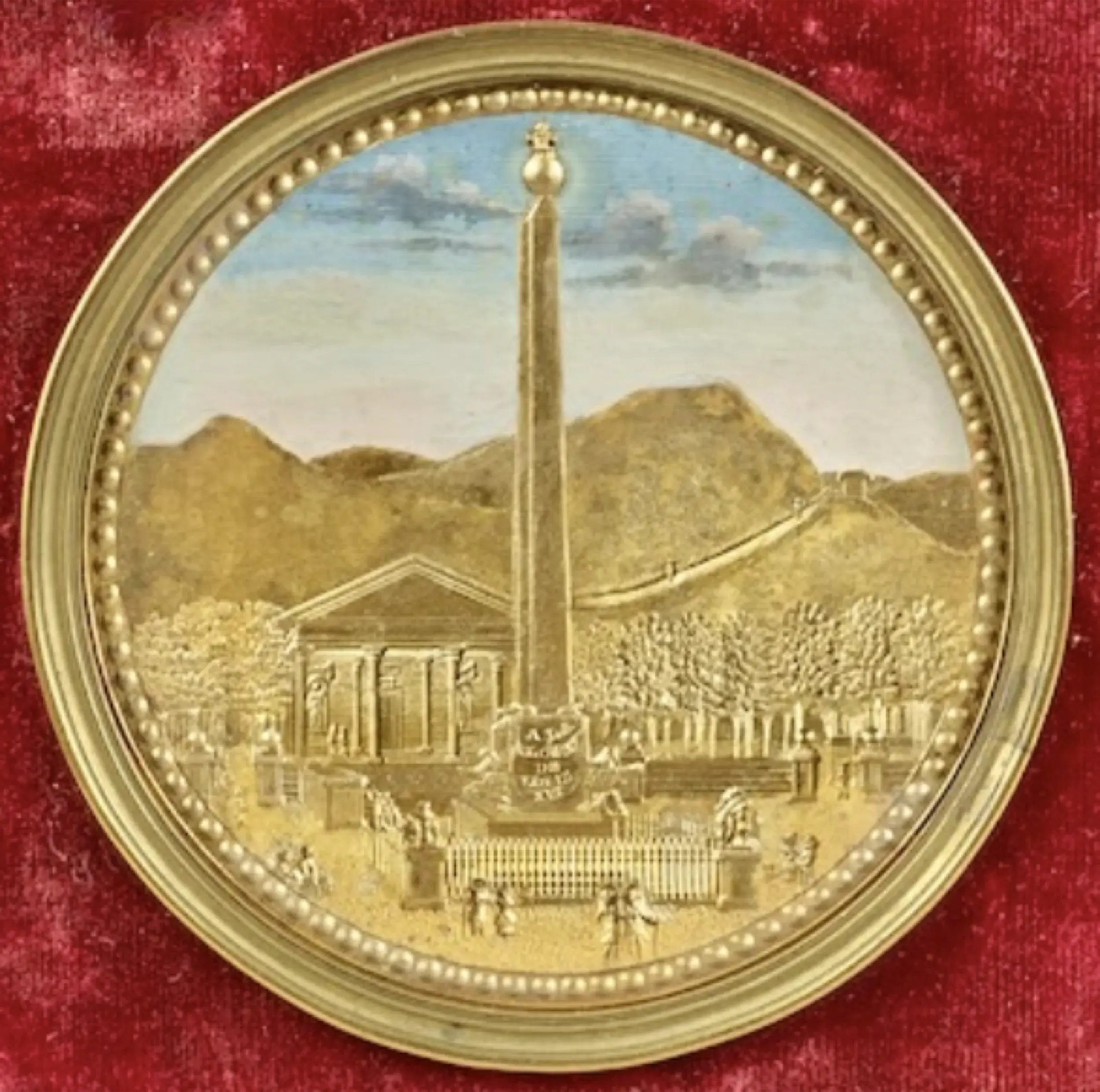 Painting in Compigné depicting the obelisk at Port-Vendres square