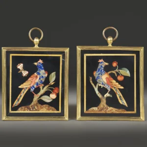 Paire de plaques en Pietra Dura