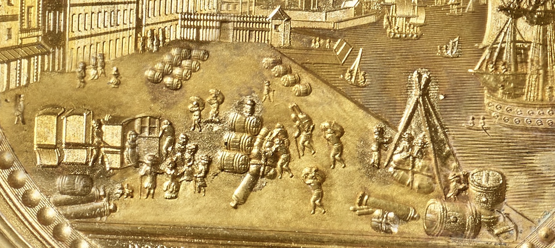 Tableau en Compigné représentant le port de Bordeaux vu du quai des Farines – Image 3