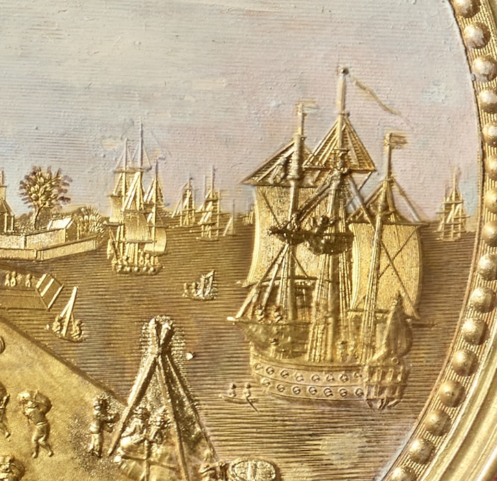 Tableau en Compigné représentant le port de Bordeaux vu du quai des Farines – Image 5