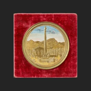 Painting in compigné depicting a view of the obelisk at Port-Vendres