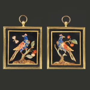 Paire de plaques en Pietra Dura